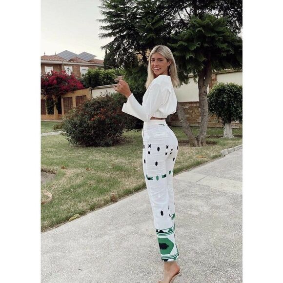 ZARA Embroidered Linen Blend Pants New - Picture 7 of 8